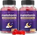 NutraChamps (Balení 2 melatoninových gumiček pro dospělé, Vitamíny s extra pevným spánkem, 5 mg nebo 10 mg dávka, Veganský přírodní jahodový ochucený doplněk pro lepší spánek, 120 žvýkaček