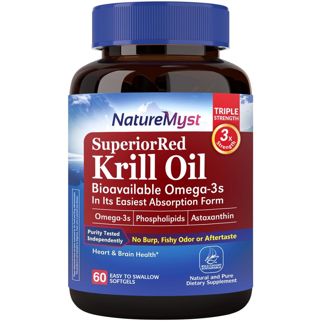 Krill Oil 1000 mg Softgels, Krill Oil Omega-3s, EPA, DHA, Astaxanthin & Fosfolipids, 60 Počet (balení po 1), Non-GMO, No Gluten, Made in USA