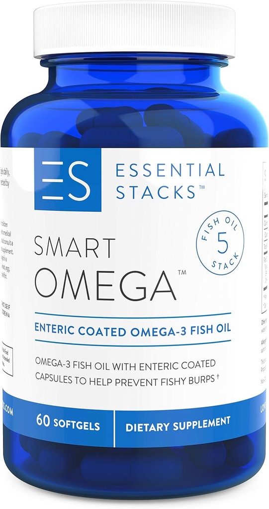 Základní zásobníky Smart Omega 3 - Bezproblémový rybí olej - 1400mg EPA DHA Per Serving, Enteric Coated (60 kapslí)