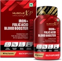 Železo Kyselina listová Booster Denní Vital, Chelated železo s kyselinou listovou & vitamín C, B12 & Přírodní Spinach prášek, 60 Veg kapsle