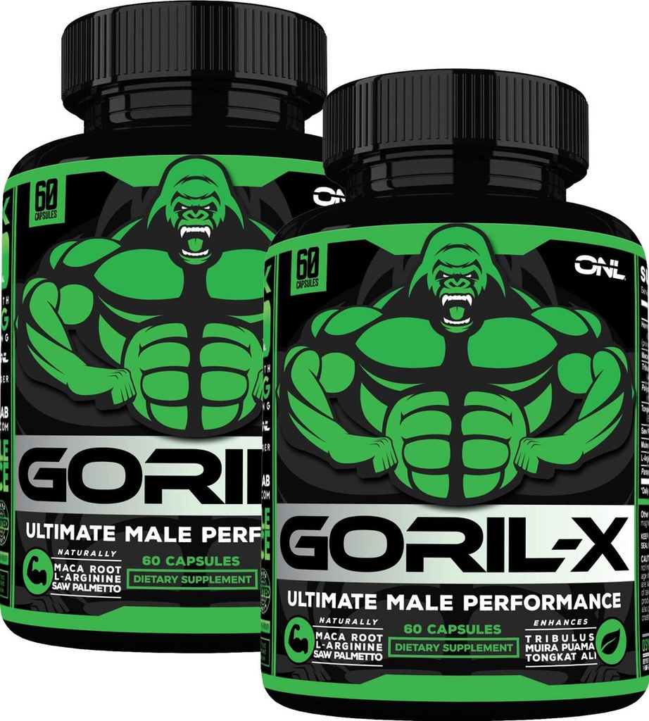 Testosteron Booster doplněk pro muže - Goril X cvičení Muž Enhancing pilulky 1000mg - Zvýšení velikosti, síla a energie - s nadrženým kozí trávu, Tongkat Ali & Tribulus Terrestris - 60 Kapsle (2pk)