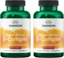 Swanson Vitamin B-Complex w / Vitamin C - Přírodní doplněk k podpoře stresu Relief, Energy Support & Aiding Imunitary Health - May Support Metabolismus & Nervové zdraví - (100 Kapsle) (2 balení)