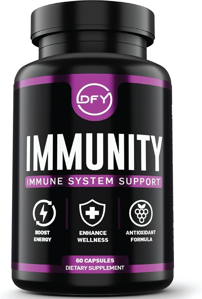 Imunitní podpůrné kapsle DFY - s Elderberry Sambucus, Vitamin C, Sambucus Elderberry, Vitamin D3 5000 IU, Zinek a Ginger