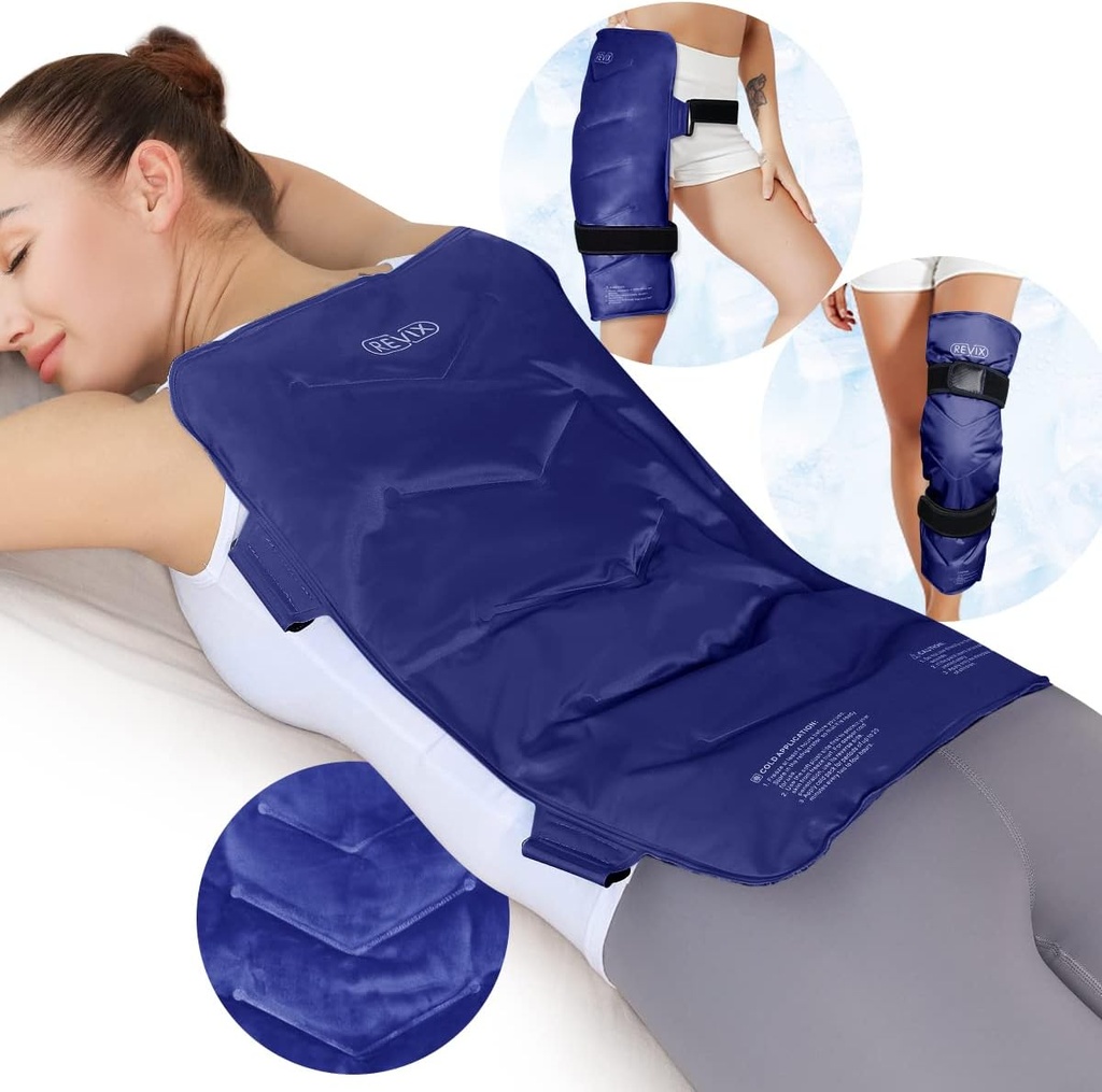 REVIX Velký ledový balíček pro záda, 13 "x 21" Reuse Gel Cold Pack pro plné zadní pokrytí, Studený kompresní Wrap pro rameno, Hip, Leg Relief, Ideální pro únavu, svalovou bolest, a denní zotavení, námořnictvo