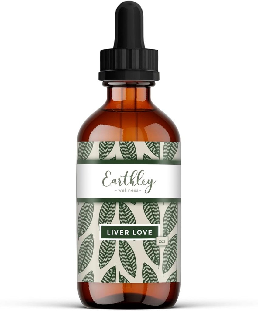 Earthley Wellness Játra Love, Bylinné mísení pro podporu jater Thistle Seed, Pampeliška kořenová, Peppermint Leaf, a Turmeric Root, Podporuje Digestion & Wellness, Natural, 2oz (Regular)