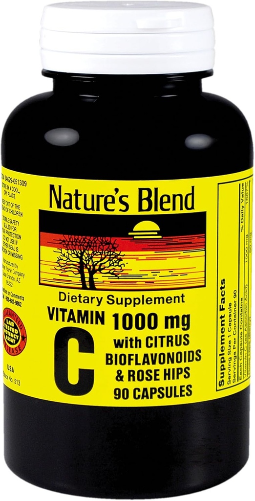 NAT B VIT C W / BIO & RH CP 1000MG 90 by Nature 's Blend