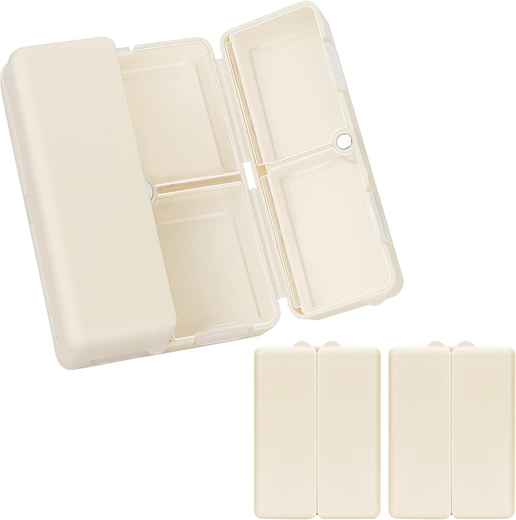 Daily Pill Organizer, 2 Pcs 7 Compartments Přenosný Pill Pouzdro Travel Pill Organizátor, [Skládací Design] Pill Box pro kapsy v kabelce držet vitaminy, Cod Játra olej, doplňky a léky-bílé