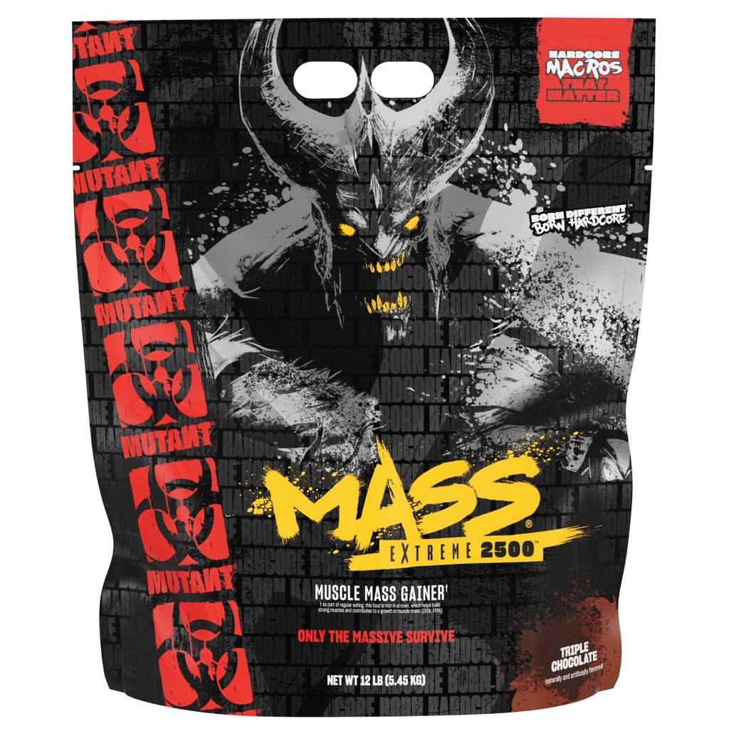 Mutant Mass Extreme Gainer - Syrovátkový proteinový prášek - Build Muscle Size and Strength - High Hustiny Clean Calories (Triple Chocolate, 12 liber)