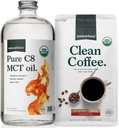 Natural Force Organic Ground Clean Coffee + Organic Pure C8 MCT Oil Bundle - 100% C8 MCTs & Mold & Mycotoxin Free Coffee - Non- GMO, Keto, Paleo, a Vegan - 10 Oz Bag a 32 Oz skleněná láhev