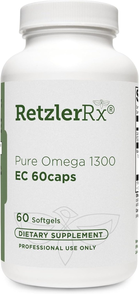 HormoneSynergy Omega 1300 EC Fish Oil Softgels - High- Strength Omega 3 Supplement with Enhanced Absorption - IFOS Ověřené, Enteric Coated, 600mg EPA, 260mg DHA - 60 Počet