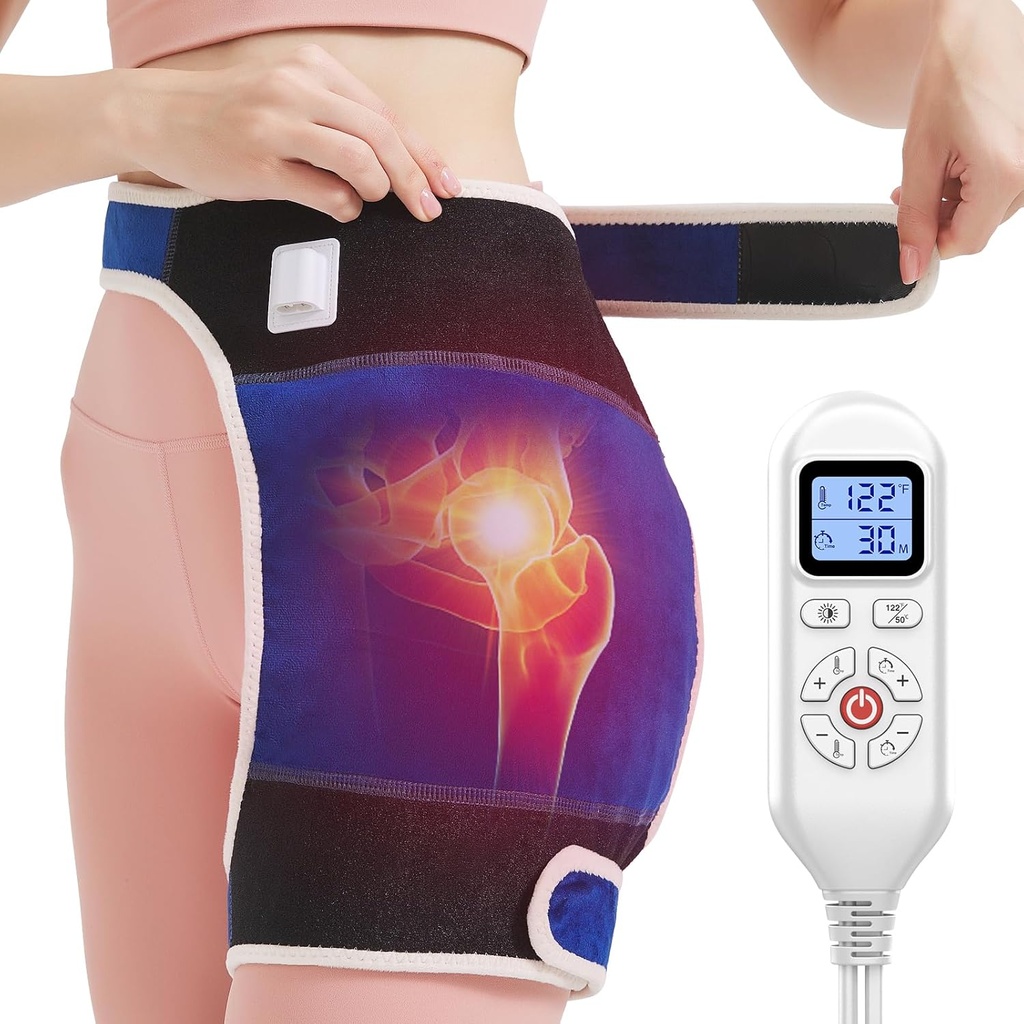 Hip vyhřívání Pad pro pomoc bolesti kyčelního kloubu, Podpora kyčelního podpěry pro pomoc bolesti Sciatica, Vyhřívané Hip Brace s automatickým vypnutím, dolní zadní / Thigh / Buttock elektrické teplo Pad pro ženy, 86 Klient Upravit