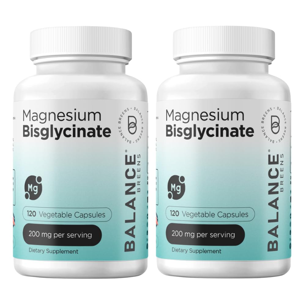 Magnesium Bisglycinát 200mg - vysoce absorpční chelatovaný doplněk hořčíku - Gentle on Stomach, gluten- Free, Podporuje spánek, svalové křeče a pozitivní nálady - 120 Kapsle (Balení po 2)
