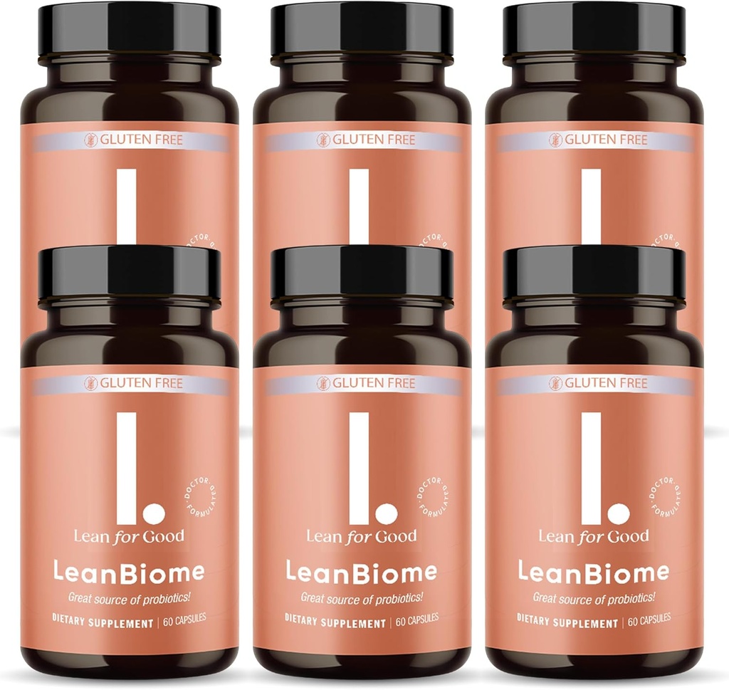 LeanBiome, 9-Strain Probiotický vzorec, Podporuje vyvážený Gut mikrobiom, Výkonný Gut Probiotika s Greenselect Phytosome - 60 Kapsle, 6 Pack