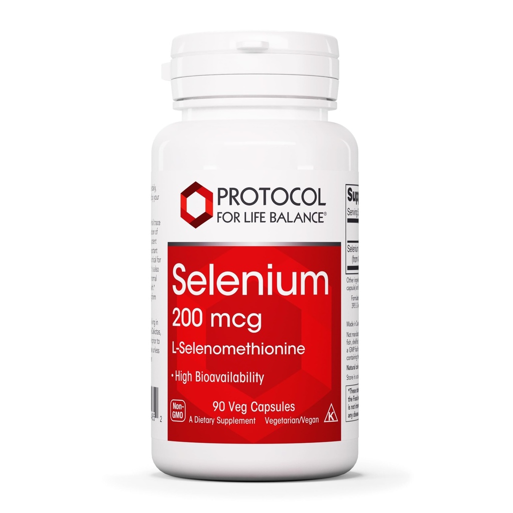 Protokol Selen 200mcg - Imunitní podpora, štítné žlázy a prostátové zdraví * - Seleniové doplňky - Vegetariánské, Kosher & Halal - 90 Veg Caps