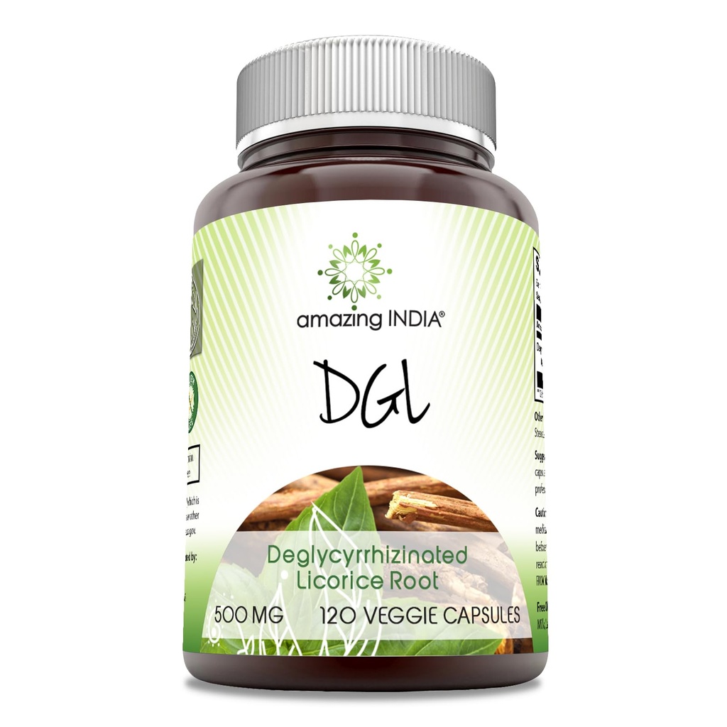 Amazing Indie DGL 500 mg 120 Veggie Kapsle Dodatek 124; Non- GMO 124; Gluten zdarma