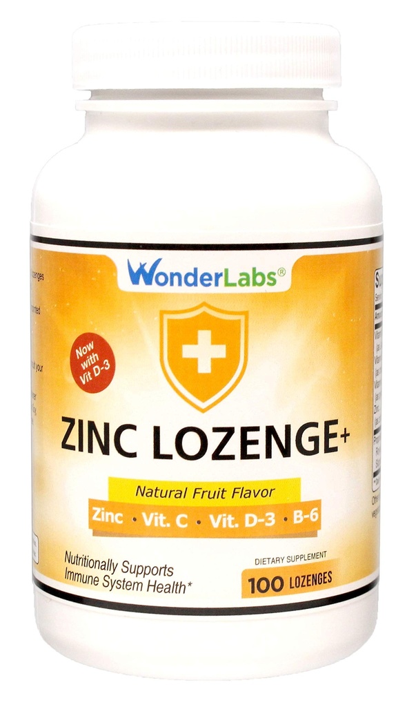 Wonder Laboratories Zinc Lozenges s vitamínem C - Ovocná ochucená, Zdravá imunitní podpora Lozenges s 25mg zinku dodatek na Lozenge + 30mg vitamínu C - 100 Lozenges