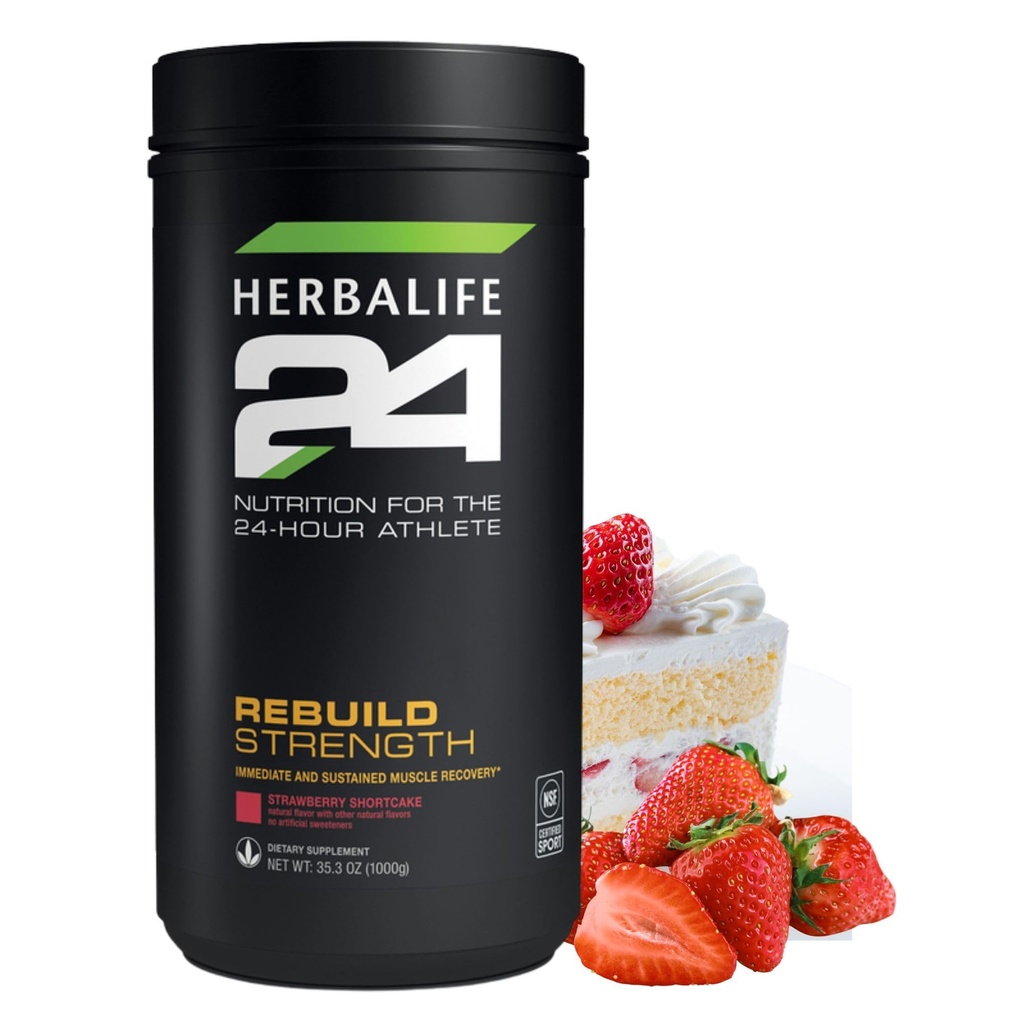 HERBALIFE24 Rebuild Strength: Strawberry Shortcake (1000 G), Nutrition for The 24-Hour Athlet, Rebuild Lean Muscle, Podpora imunitní funkce, přírodní příchuť, žádný umělý Sweetener