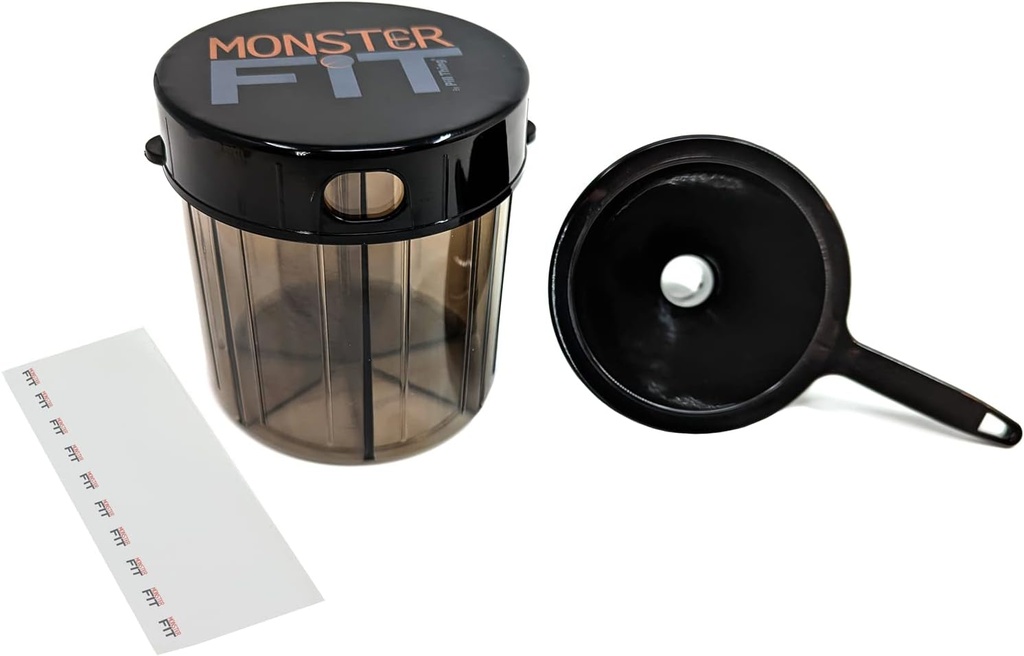 Monster Fit Dodatek Léka Pill Dipenser s plnicím nálevem a etiketami, Extra velké Pill Container Handles Téměř každý dodatek (Monster s nálevkem)