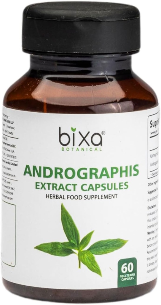 bixa BOTANICAL Ayurvedic Natural Herbal Supplement Andrographis (Kalmegh) Extract 20% Andrographolide physi124; Natural Heatom Tonic physi124; pro zdravou imunitu (450mg) Veg kapsle 60 Počet (balení po 1)