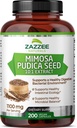 Zazzee Mimosa Pudica Seed 10: 1 Extract, 200 Vegan Kapsle, 1100 mg, 3 + měsíční dodávka, Potent 10: 1 Extract, Non- GMO a All- Natural