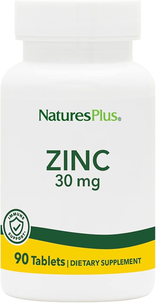 NaturesPlus Zinkové tablety - 30 mg, 90 Vegetariánských tablet - Doplněk k imunitnímu systému pro buněčný růst a opravy - Promotes Health Digestion, Metabolismus & Vision - Gluten- Free - 90 Služeb