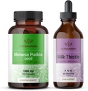 HERBAMAMA Mimosa Pudica and Milk Thistle Kit - Bundle of 1000 mg Mimosa Pudica Capsules & Milk Thistle Tincture 4 fl oz - Vegan, Non- GMO, Sugar & Alcohol- Free - 2 Pack