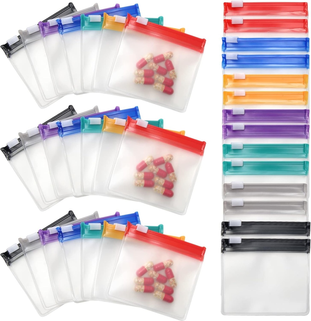 35 & 70 Kusy Pill Pouch sáčky Zippered, Anglecai opakovaně použitelný Pill Pouch pro léky sáčky přenosné Self Sealing Travel Medicine Packets s Slide Lock drogových sáčků (35)