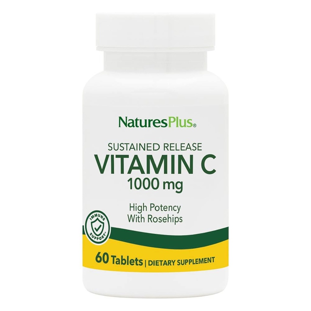 NaturesPlus Setrvalá verze 1000 mg vitaminu C - 60 Tablet - S Rose Hips - Vegetariánské, gluten zdarma - 60 Služeb