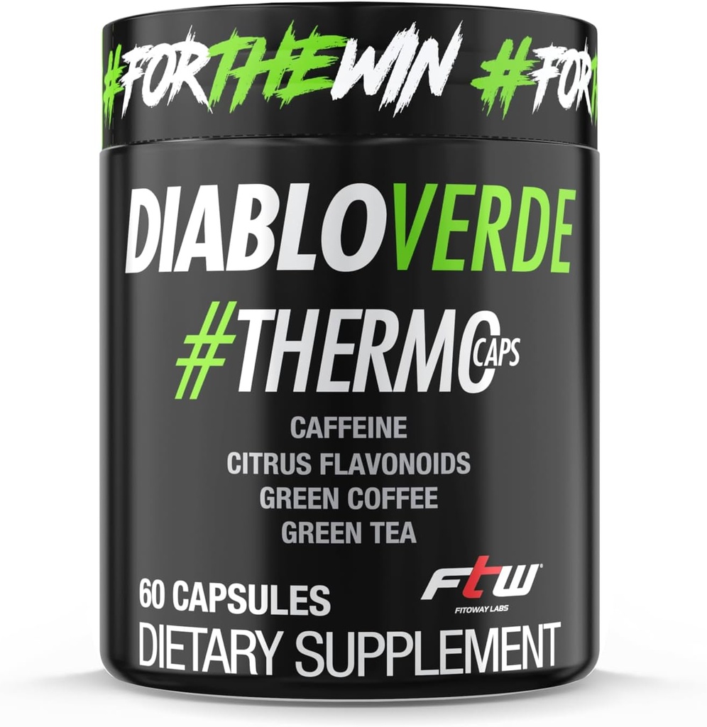 Diablo Verde Thermo Caps - 395mg kofein, Citrus, Zelená káva, Zelený čaj - 60 Kapsle, 60 Služeb
