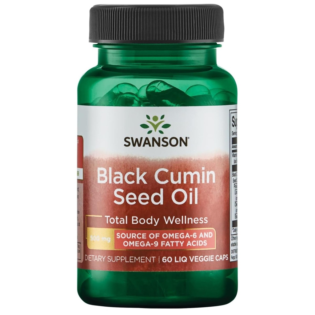 Swanson Black Cumin Seed Oil 500 miligramů 60 Liq Vegcap