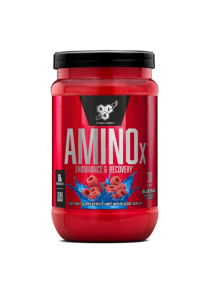BSN Amino X Muscle Recovery & Endurance Powder with BCAA, 10 Grams of Amino Acids, Keto Friendly, Caffeine Free, Support Endurance, Nulový cukr, Blue Raz, 30 porcí (Balení May Vars)