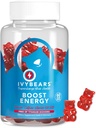 IvyBears ® Energy Boost Gummies - Vegan Chewable energetické doplňky s vitaminem B12 & přírodní kofein - Focus, Daily Energy & Stamina Support - Předcvičení Gummies - 60 Počet