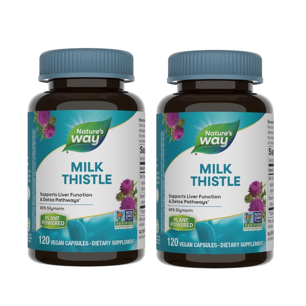 Příroda 's Way Mléko Thistle, Podporuje funkci jater a detoxikaci Pathways *, 175 mg Mléko Thistle Seed Extract Standardizované na 80% Silymarin per Serving, 120 Kapsle (Balení května Vary) - 2 Pack