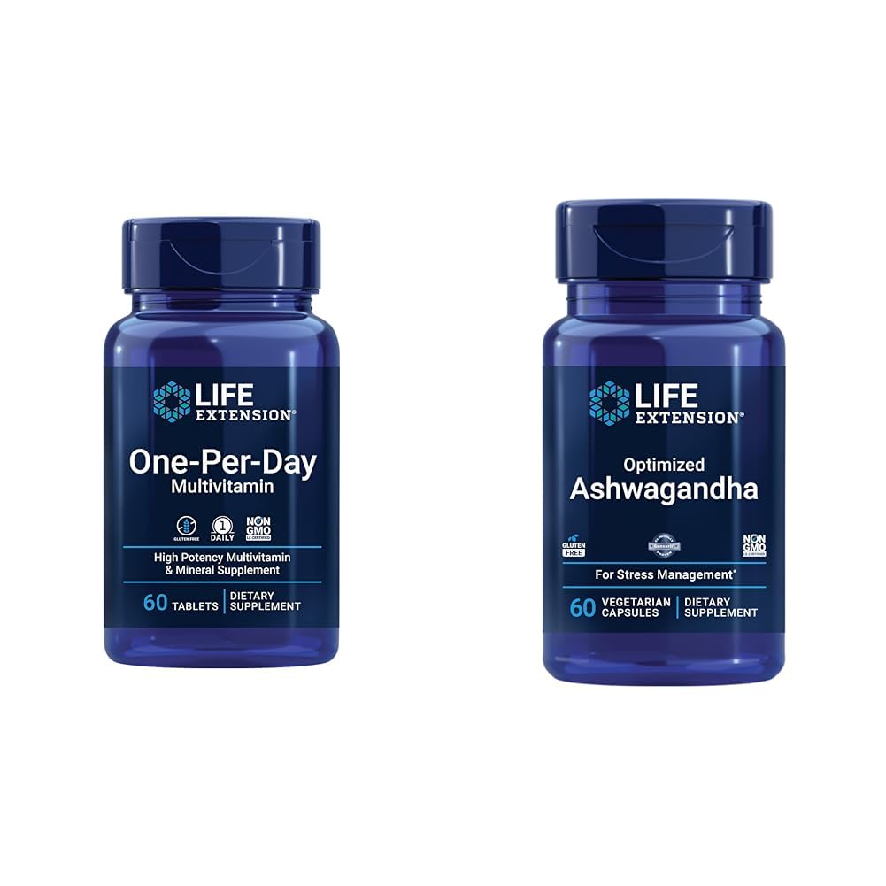 Life Extension One- Per- Day Multivitamin 60 tablet a Optimalizované Ashwagandha 60 Kapsle Bundle