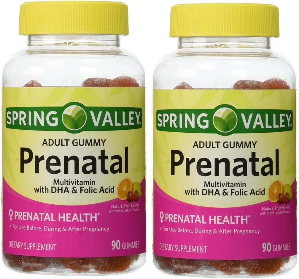 Jarní údolí Dospělý Gumový Prenatal Multivitamin s DHA & kyselina listová (balení po 2) 180 Gummies celkem