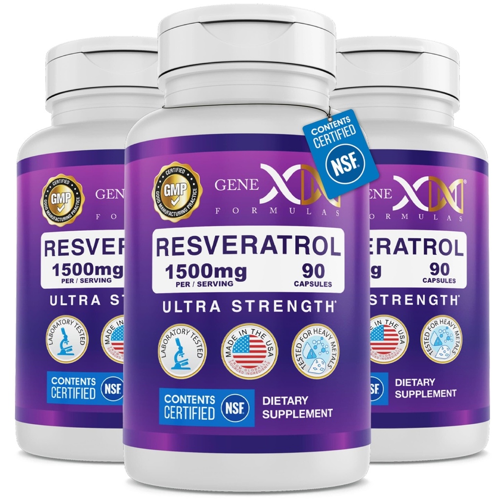 Genex Resveratrol 1500mg Resveratrol s BioPerine pro absorpci (3 balení)