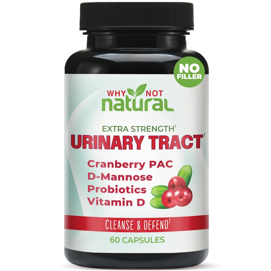 Proč ne přírodní 5- in-1 UTI pilulky s D Mannose, Cranberry PAC Extract, Probiotika a vitamín D - Močové zdravotní vzorec pro ženy a muže