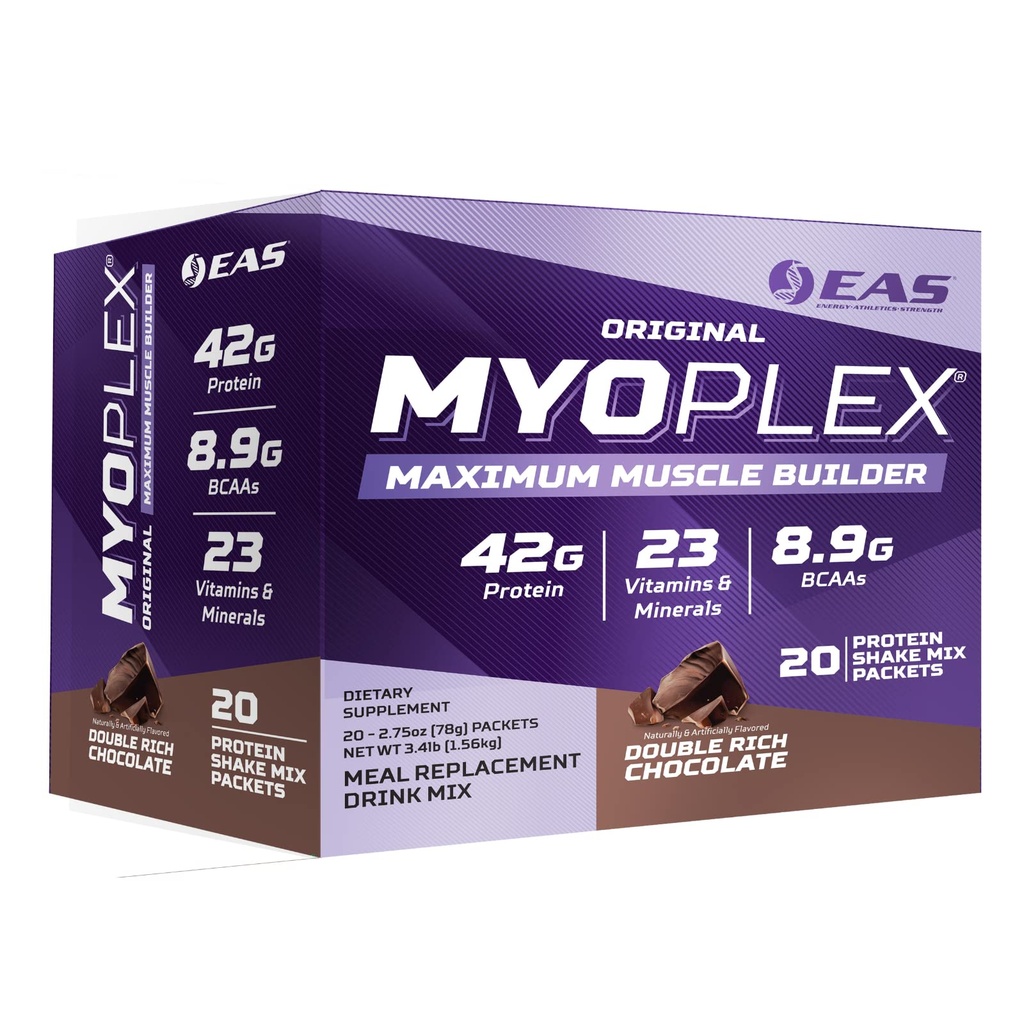 Experimentální a aplikované vědy EAS Original Myoplex Maximum Muscle Builder CLAS124; Výměna jídel Protein Drink Mix CLAS124; Quality Protein Blend CLAS124; 42g Protein CLAS124; 20 jednotlivých balíčků (Double Rich Chocolate)