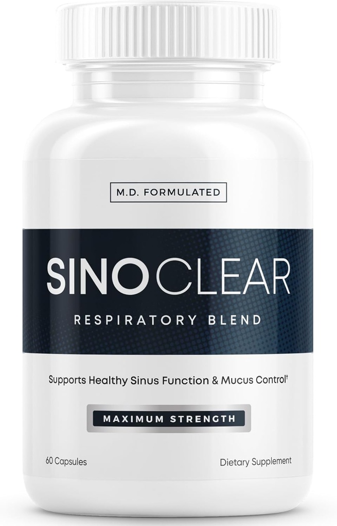 SinoClear Lung Detox & Sinus Pressure Relief Dodatek (60 Caps): čisté a přírodní Nasal Decongestant, Sinus Relief, & Lung Cleanse Blend - NAC, Andrographis, & Thyme Leaf - GMO- Free & Made in USA