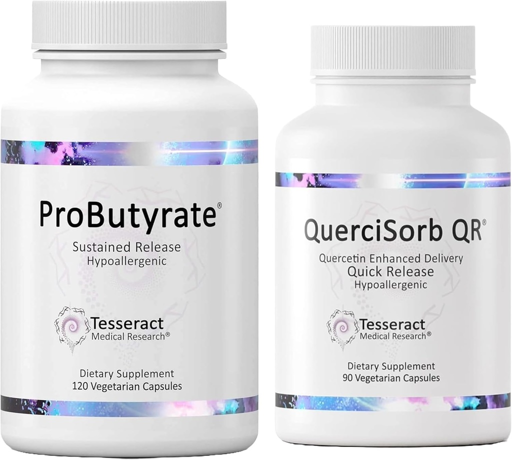 Teseract Gut & Imunitate Support Bundle - ProButyrate 600mg & QuerciSorb Quercetin 400mg, 120 + 90 Kapsle, hypoalergenní, Gastrointestinální a imunitní zdraví