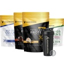 Transformace Vanilla & Chocolate Protein Powder 124; Super Green Food Green Juice Powder 124; Grass- Fed Hydrolyzované kolagen Peptidy Powder 124; Transformace Performance Shaker BlenderBottle