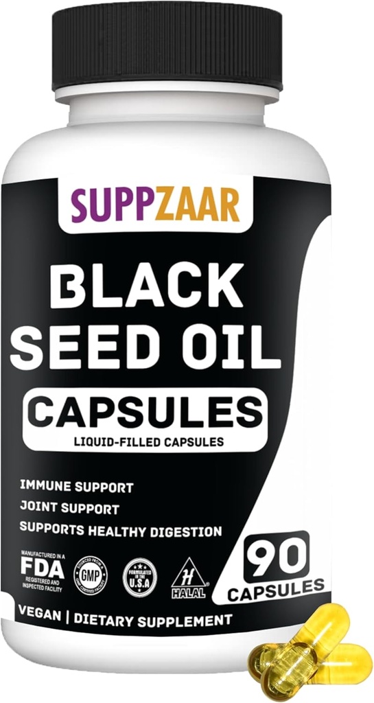 Vegan Black Seed Oil 1000mg. Cold- Pressed Black Cumin Seed Oil pro imunitní, Struktura, Kůže & Digestion Non- GMO, Gluten & Želatina zdarma - 45 Servings, 90 Tekuté plněné kapsle