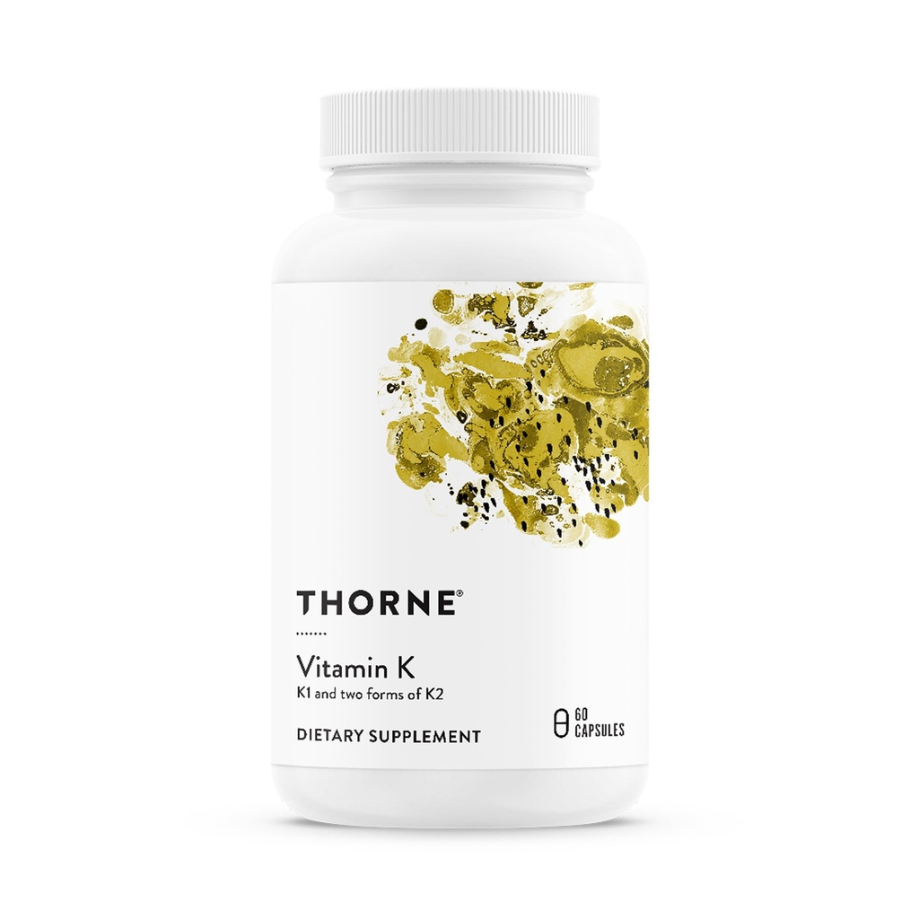 THORNE - Vitamin K - Vitamíny K1 a K2 (jako MK-4 a MK-7) Dodatek - Podporuje silné kosti * - Klinicky studované ingredience - Lepek, mlékárenské a sójové-zdarma - 60 Služeb