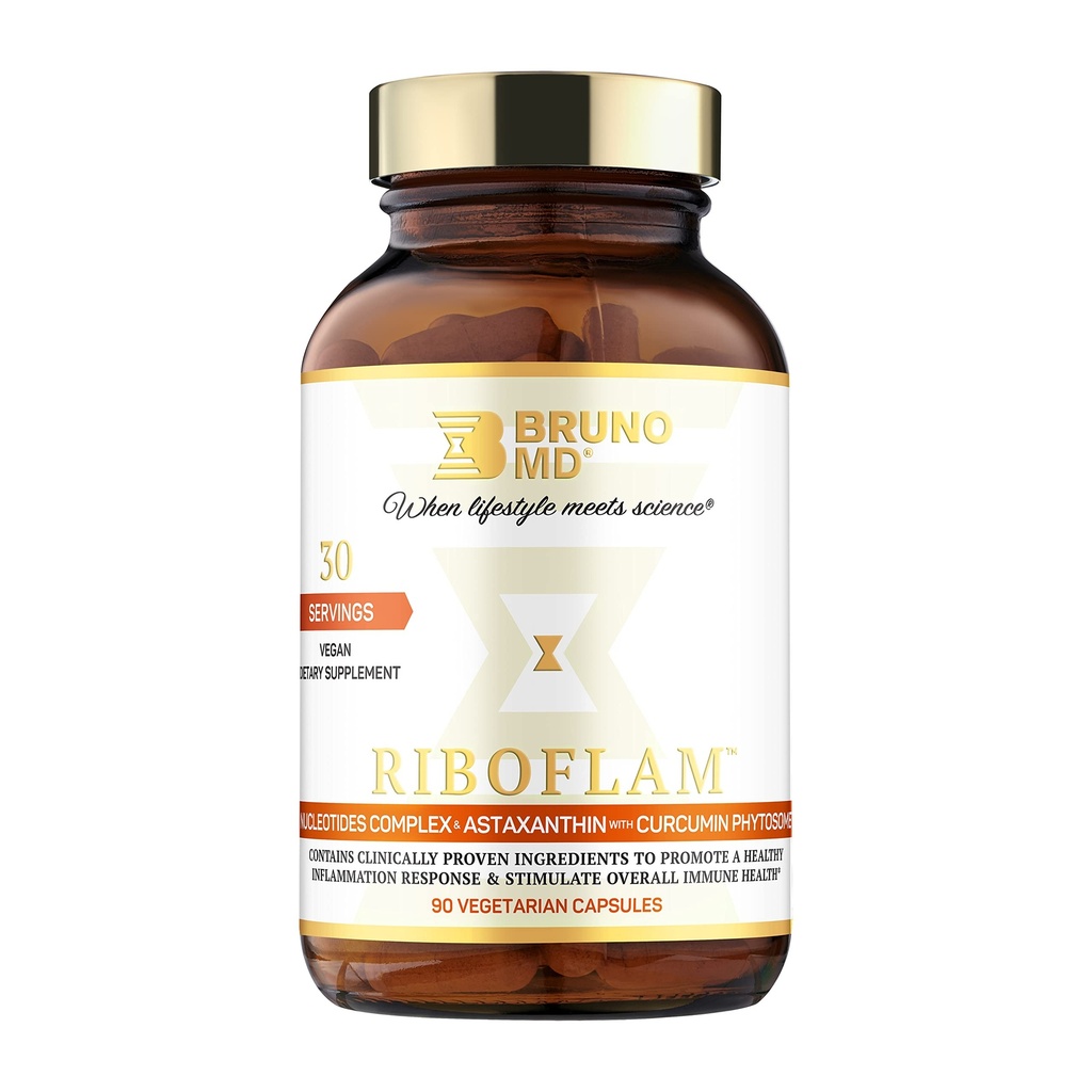 Riboflam, Klinicky osvědčené látky pro zvýšení imunitního systému, zdravá zánětlivá odpověď, Curcumin Phytosome, Nukleotidy, 100% Vegan