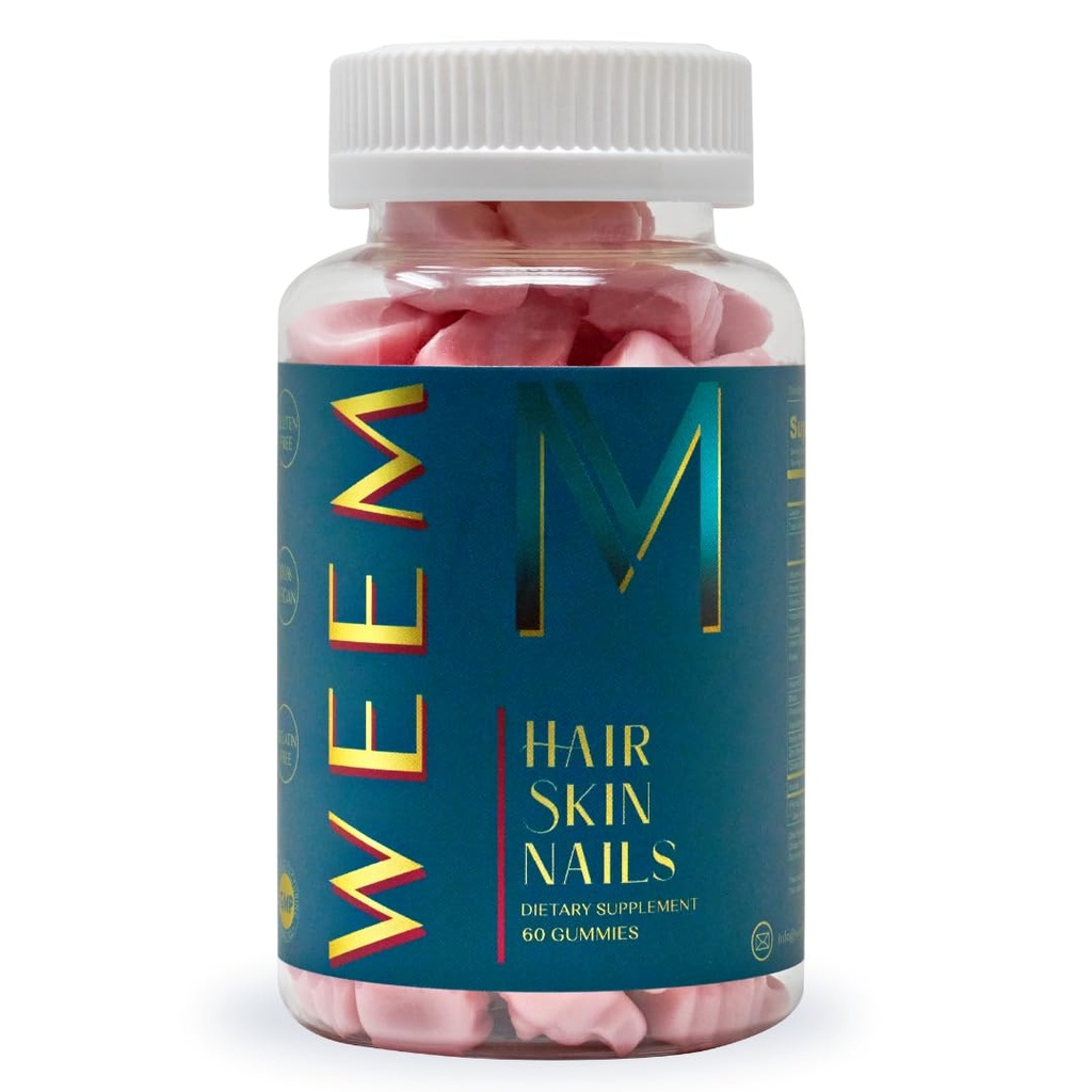 OEEG Vlasy Kůže a nehty Gummies - Podporuje zdravé vlasy - Vegan biotin vitamíny pro ženy a muže podporuje rychlejší růst vlasů, Silnější nehty, Zdravá kůže, Extra síla (1)