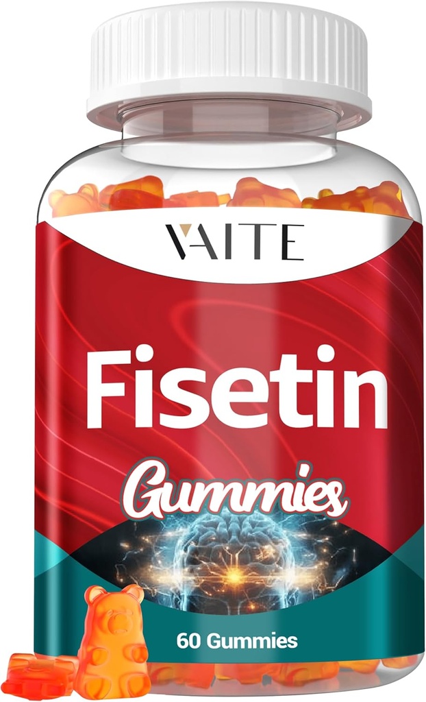 Fisetin doplňky 500mg - Gumový dodatek, Výkonný Antioxidant Směs pro buněčnou podporu zdraví - Vegan & Non- GMO Formule s Flavonoids & Rostliny Extrakty, Zvýšení Cognitive Function, 60 Gummies