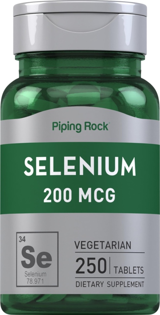 Piping Rock Selenium 200mcg colum124; 250 tablet colum124; Vegetarian, Non- GMO, & gluten zdarma Supplementnt
