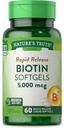 Nature 's Truth Biotin 5000mcg OF 124; 60 softgels OF 124; Non-GMO & Gluten zdarma doplněk pro muže a ženy