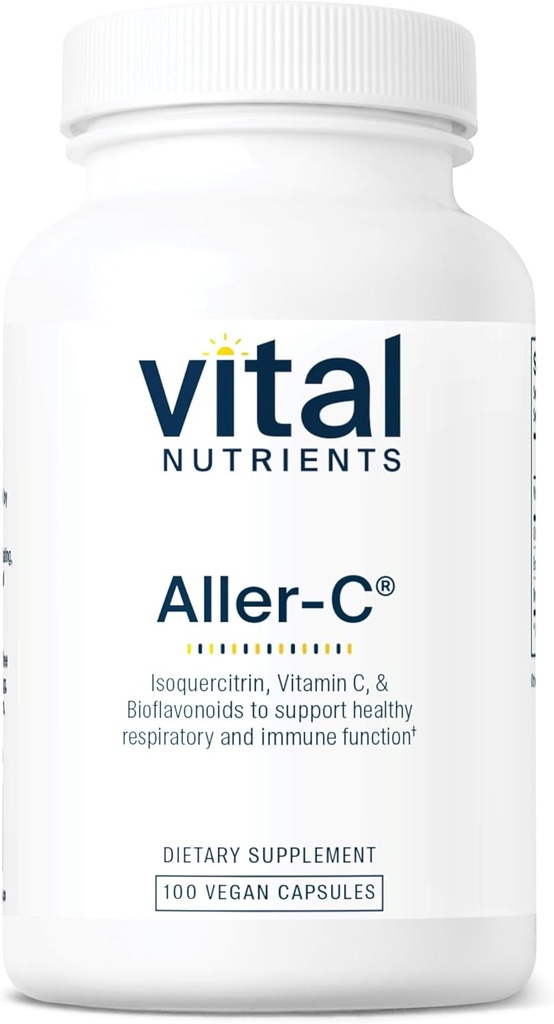 Vital Nutrients Aller- C CZ124; Vegan Respirační a sinusová funkce Podpora * CZ124; Isoquercitrin, Bromelain, Bioflavonoidy, & Vitamin C CZ124; Gluten, Mléčné mléko, Soy zdarma doplněk CZ124; 100 Kapsle