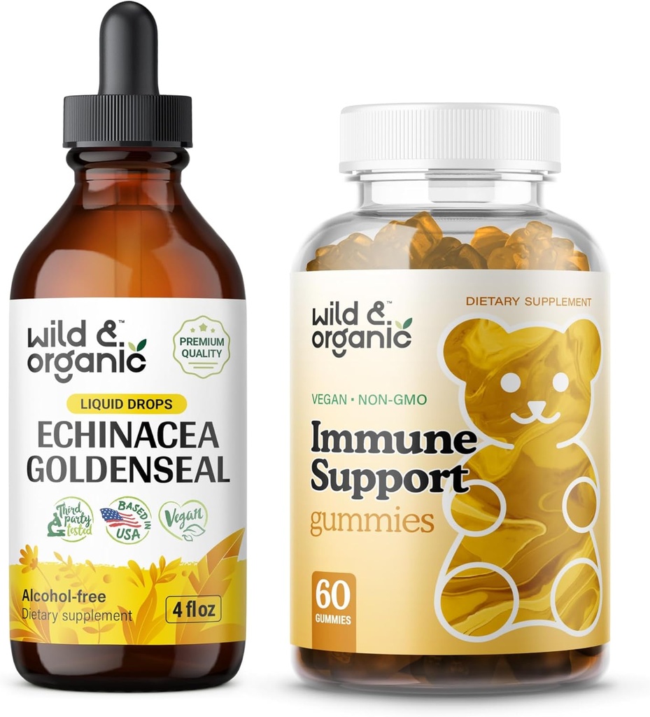 Wild & Organic Echinacea Goldenseal Tincture 4 fl oz & Imunitation Support Gummies